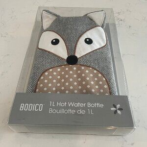 Bodico Health & Body 1L Hot Water Bottle w Sweet Baby Fox Poly Cover Sz OS NWT